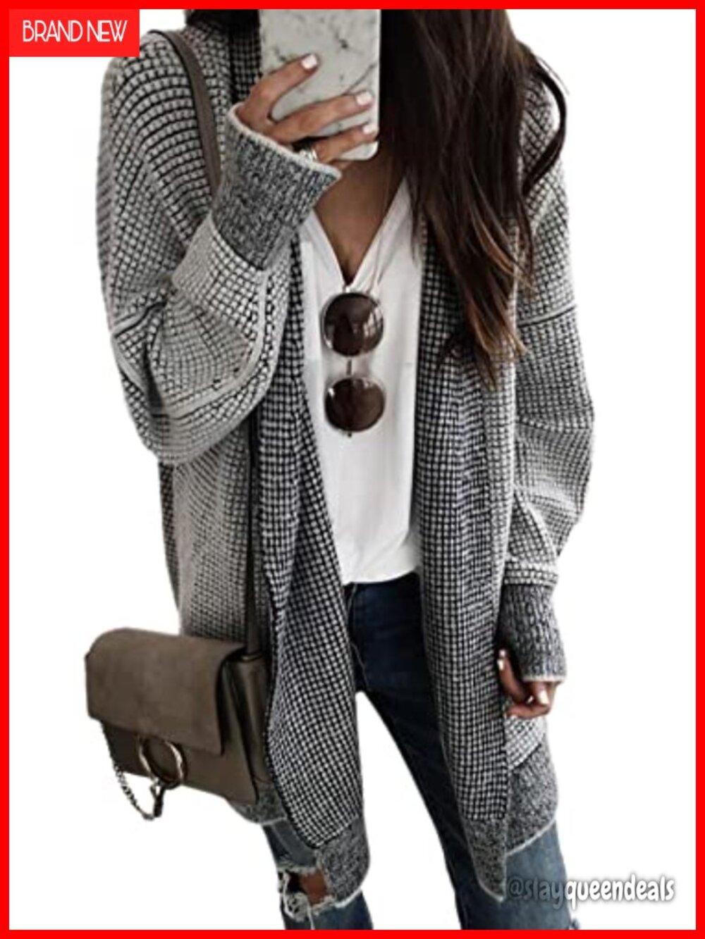 Sidefeel Cardigan Sweater Women Oversized Open Front Long Sleeve Knit